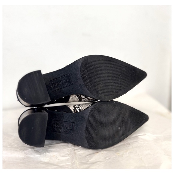 CHARLES DAVID Dodger White Black Snakeskin Print Duke Ankle Boots Size 8 NEW - Picture 7 of 8